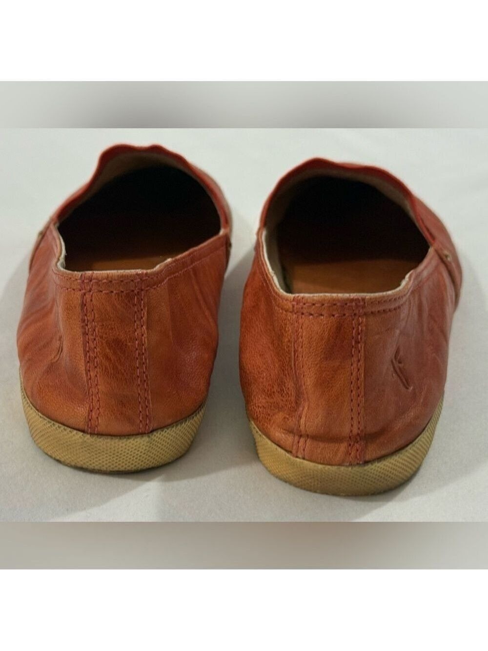 Frye Melanie Leather Slip On Flats 9.5 Cognac Orange Casual - Picture 3 of 10
